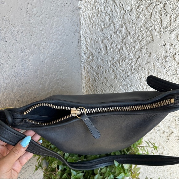 VINTAGE COACH Slim Duffle Shoulder Sac Crossbody Bag in Black Leather #5722 RARE - Picture 9 of 11